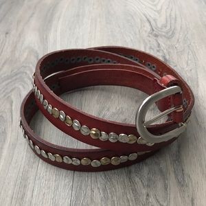 Kookai Red Leather Belt with Studs